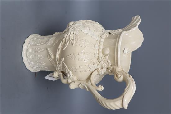 A Peter Weldon creamware jug, printed mark, height 40cm